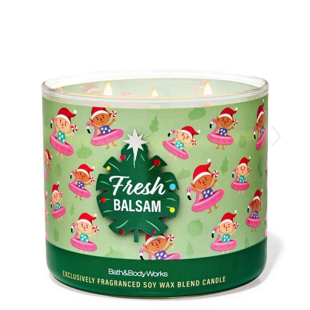 Bath & Body Works Fresh Balsam Green Candle 3-Wick - Picture 1 of 5